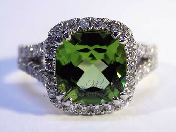 Green Cushion Peridot